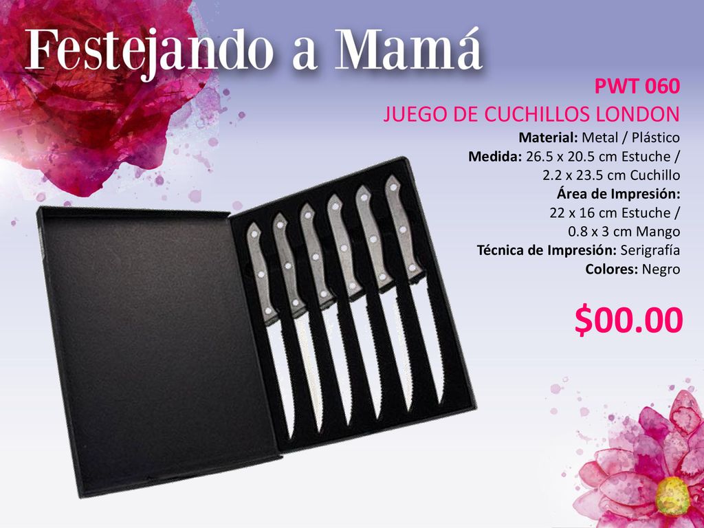 $00.00 PWT 060 JUEGO DE CUCHILLOS LONDON Material: Metal / Plástico