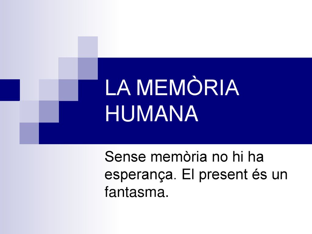 Sense memòria no hi ha esperança. El present és un fantasma.