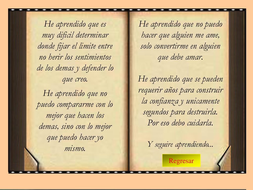 He aprendido que es muy dificil determinar donde fijar el limite entre no herir los sentimientos de los demas y defender lo que creo.
