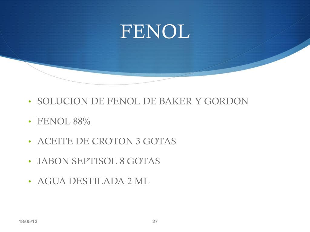 FENOL SOLUCION DE FENOL DE BAKER Y GORDON FENOL 88%