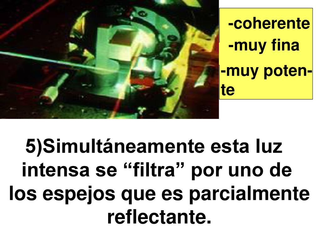 5)Simultáneamente esta luz intensa se filtra por uno de