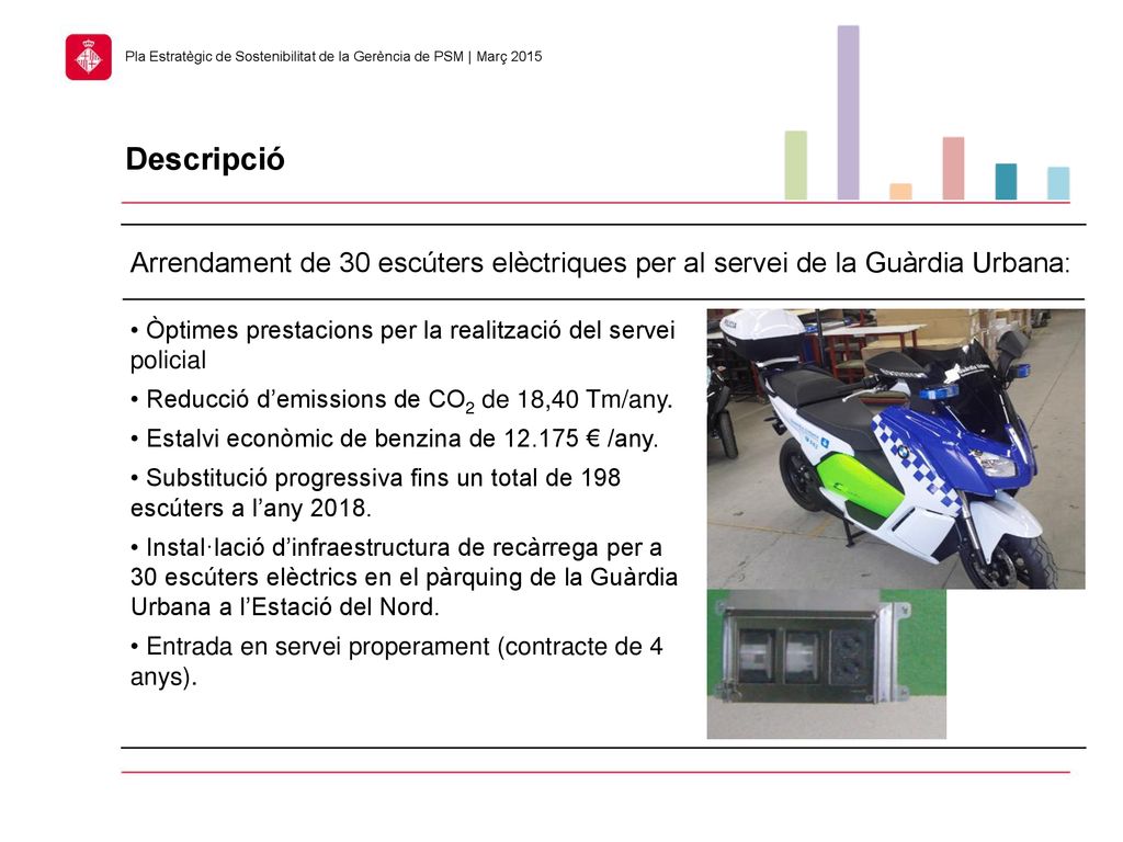 Descripció Arrendament de 30 escúters elèctriques per al servei de la Guàrdia Urbana: Òptimes prestacions per la realització del servei policial.