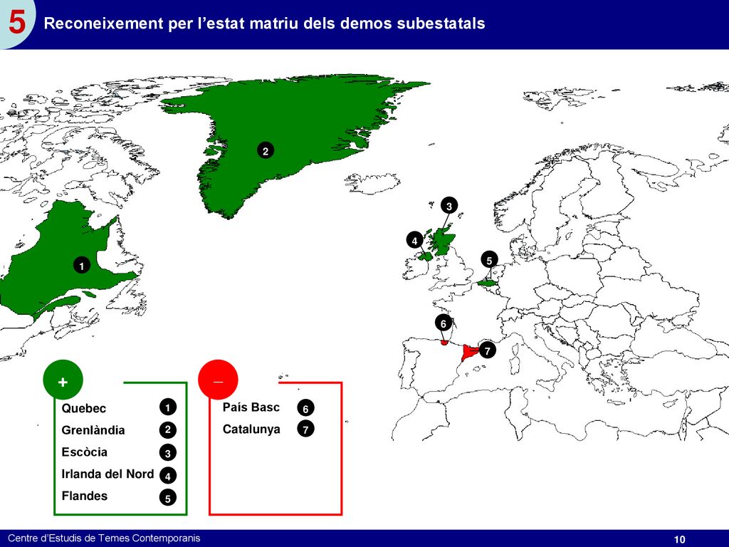 5 +  Reconeixement per l’estat matriu dels demos subestatals Quebec