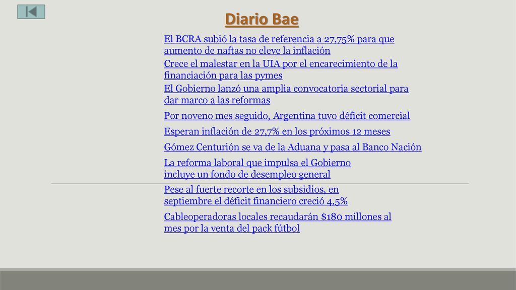 Diario Bae El BCRA subió la tasa de referencia a 27,75% para que aumento de naftas no eleve la inflación.