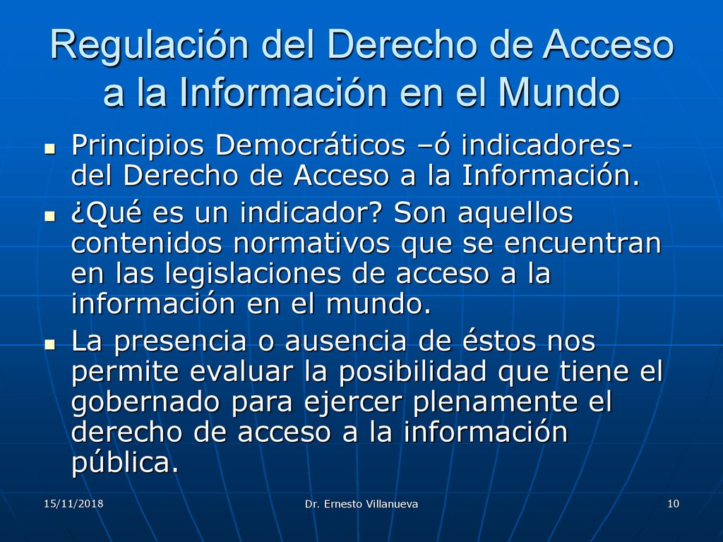 Regulación del Derecho de Acceso a la Información en el Mundo