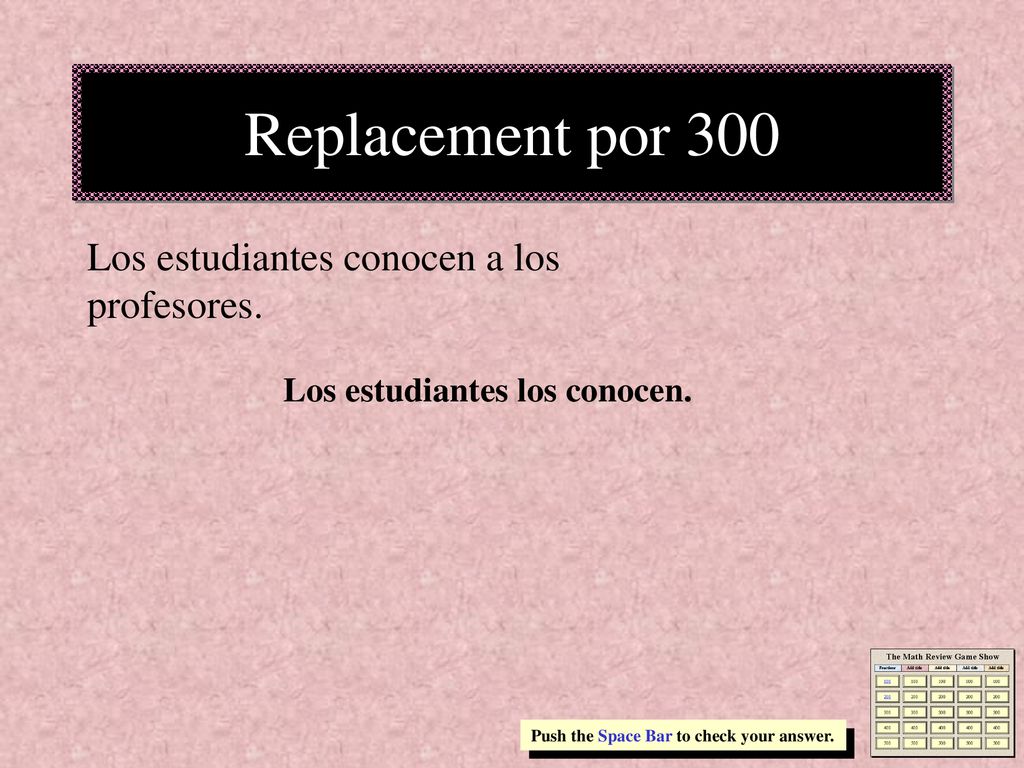 Replacement por 300 Los estudiantes conocen a los profesores.