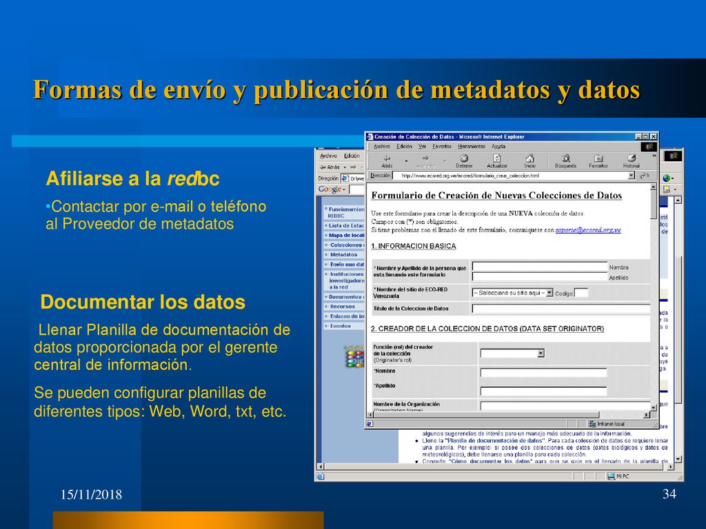 Formas de envío y publicación de metadatos y datos
