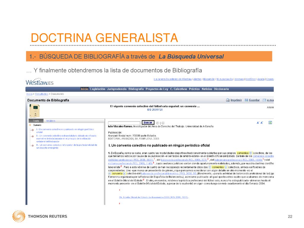 DOCTRINA GENERALISTA 1.- BÚSQUEDA DE BIBLIOGRAFÍA a través de La Búsqueda Universal.