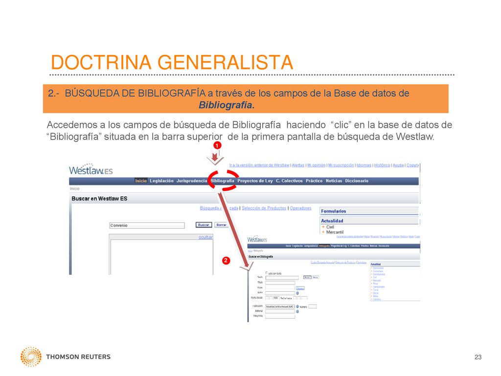 DOCTRINA GENERALISTA 2.- BÚSQUEDA DE BIBLIOGRAFÍA a través de los campos de la Base de datos de Bibliografía.