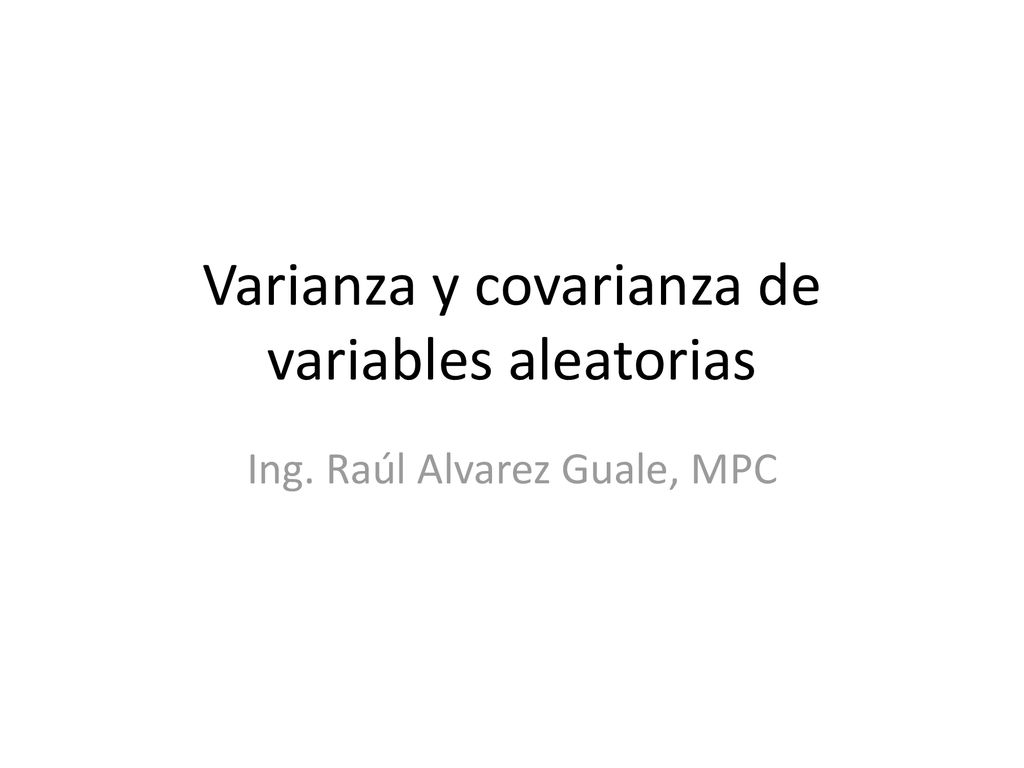 Varianza y covarianza de variables aleatorias