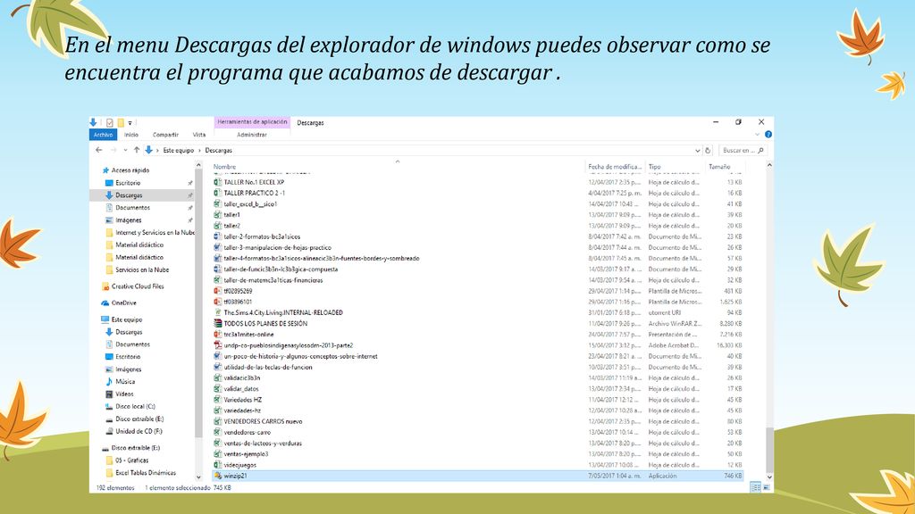 En el menu Descargas del explorador de windows puedes observar como se encuentra el programa que acabamos de descargar .