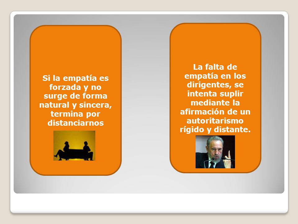 La falta de empatía en los dirigentes, se intenta suplir mediante la afirmación de un autoritarismo rígido y distante.