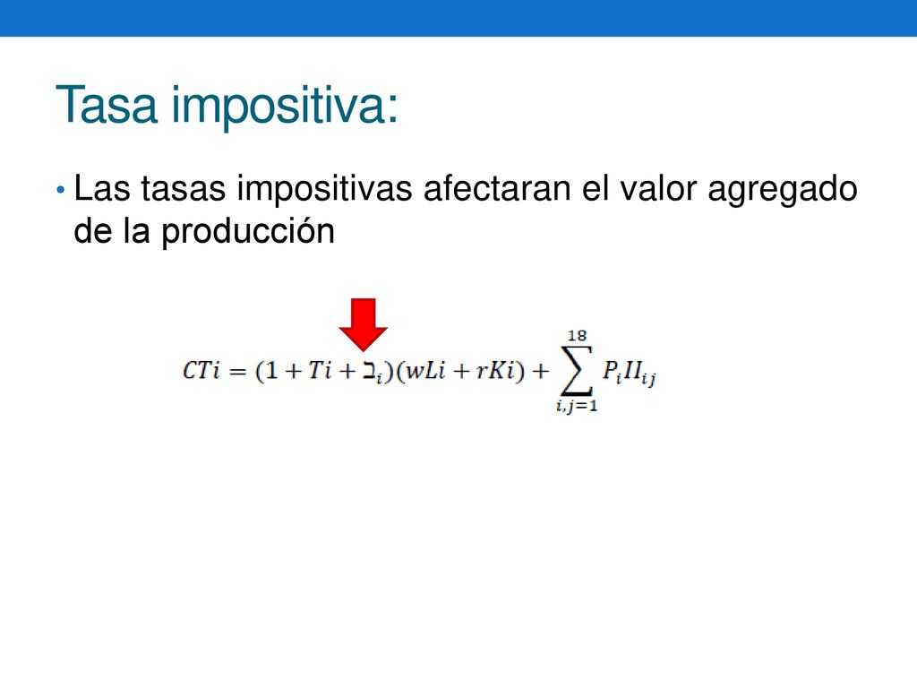 Tasa impositiva: Las tasas impositivas afectaran el valor agregado de la producción