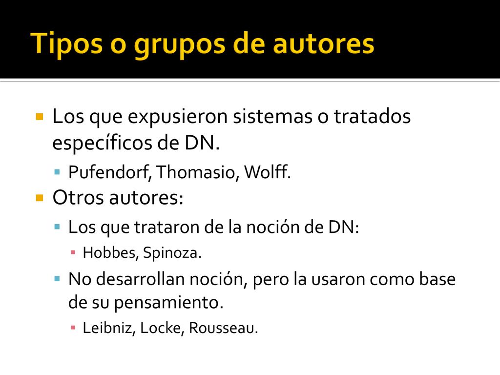 Tipos o grupos de autores