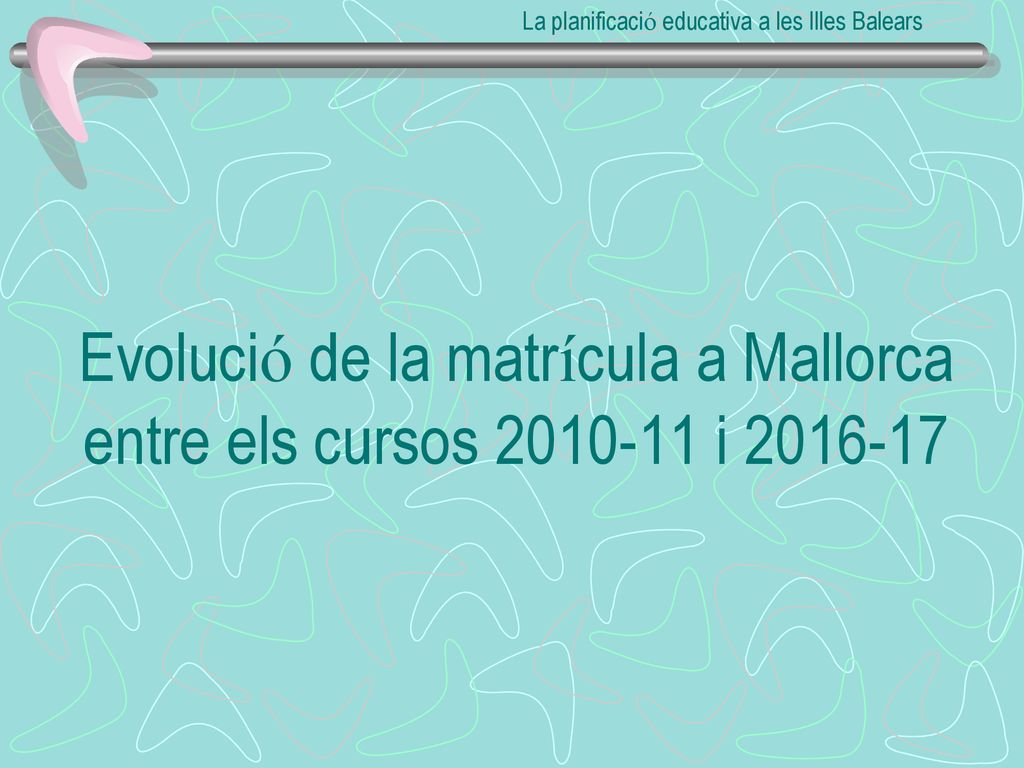 Evolució de la matrícula a Mallorca entre els cursos i