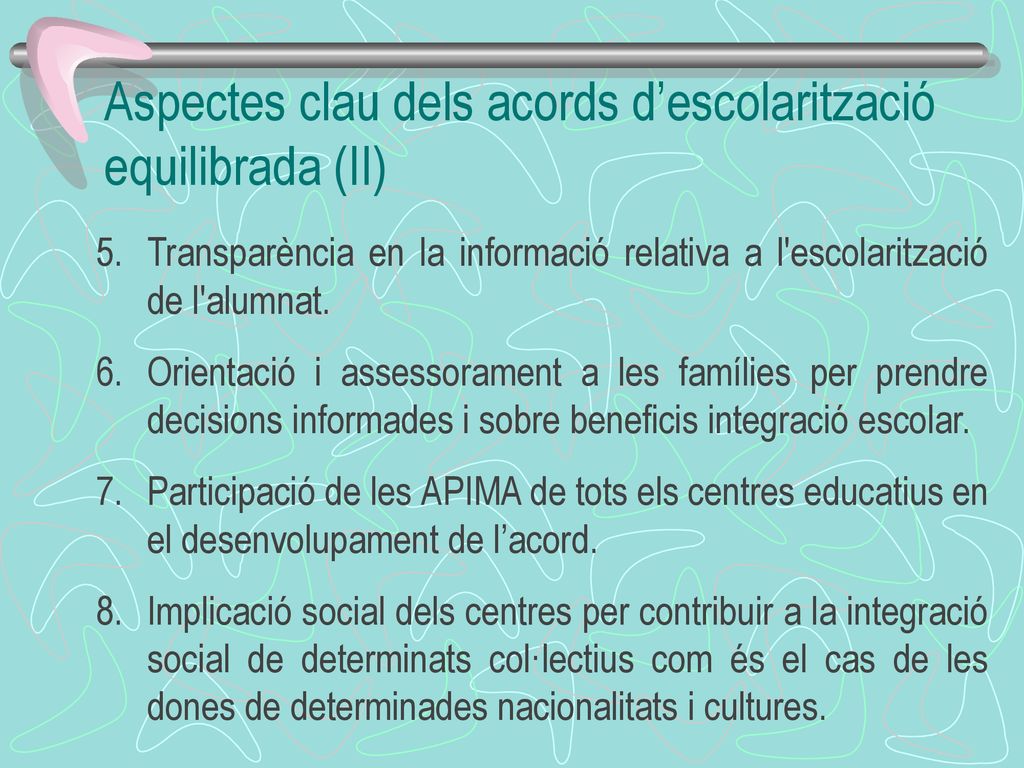 Aspectes clau dels acords d’escolarització equilibrada (II)