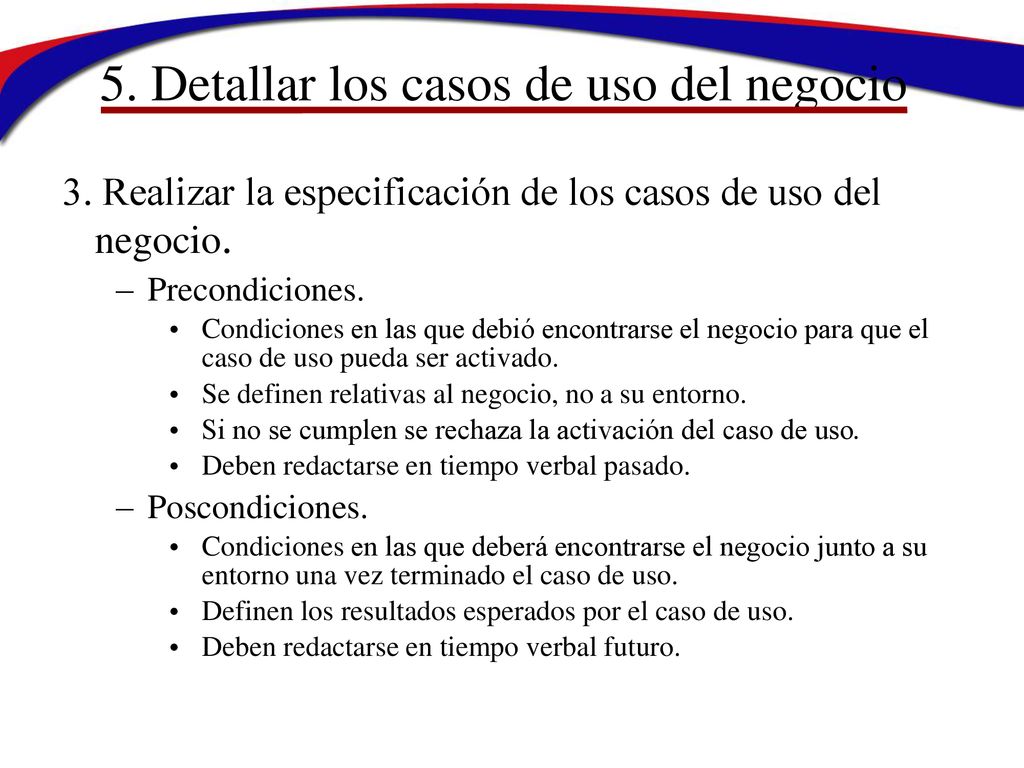 5. Detallar los casos de uso del negocio