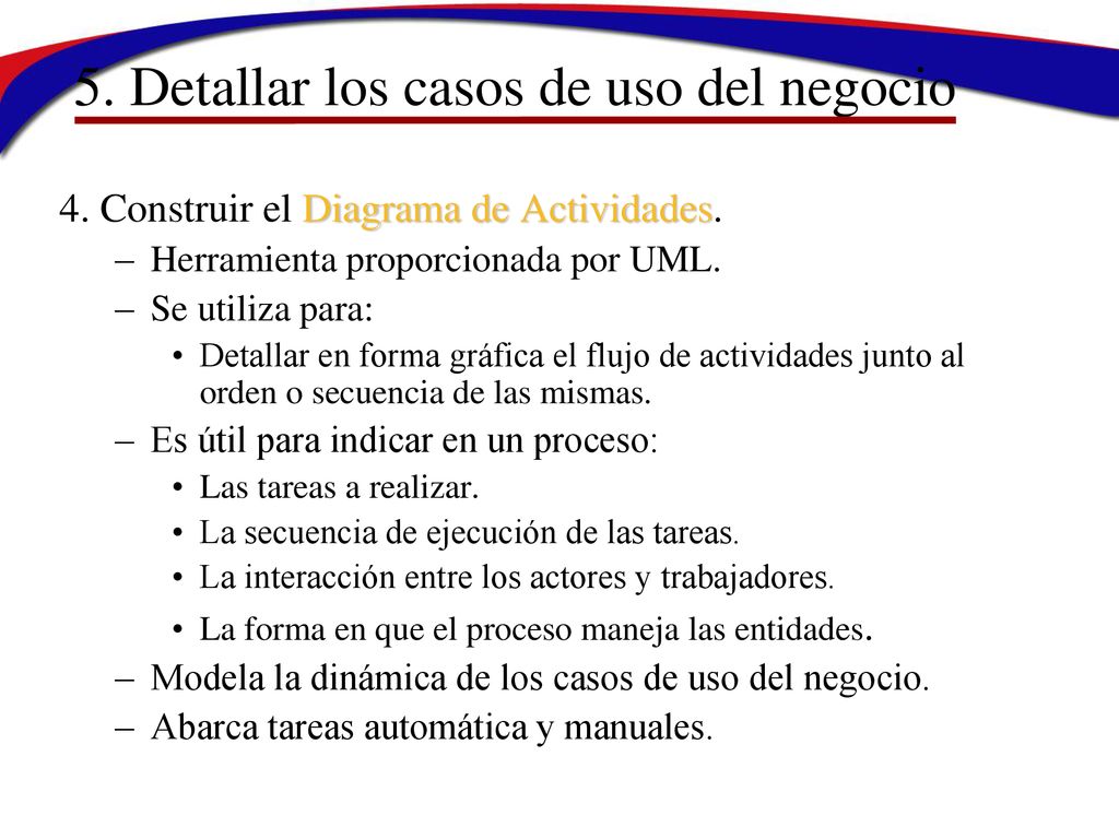 5. Detallar los casos de uso del negocio