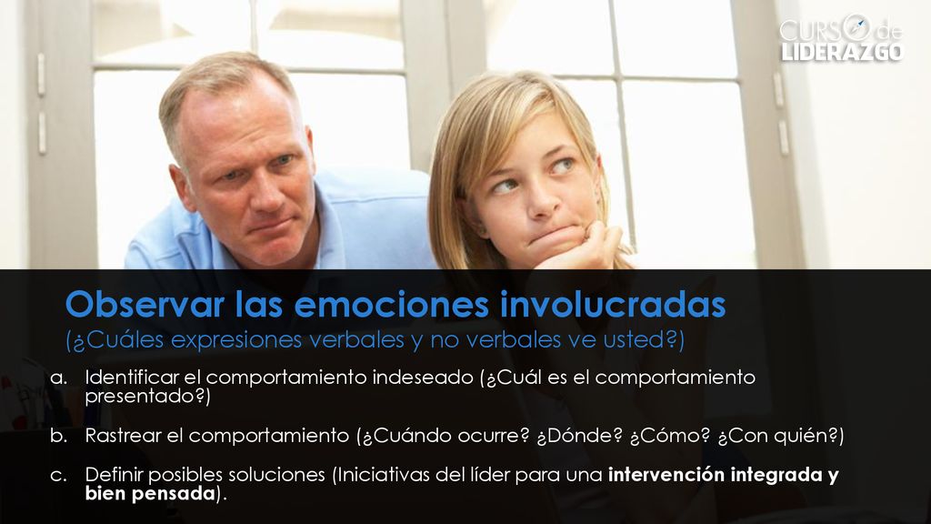 Observar las emociones involucradas (¿Cuáles expresiones verbales y no verbales ve usted )
