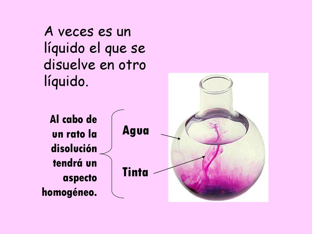 A veces es un líquido el que se disuelve en otro líquido.
