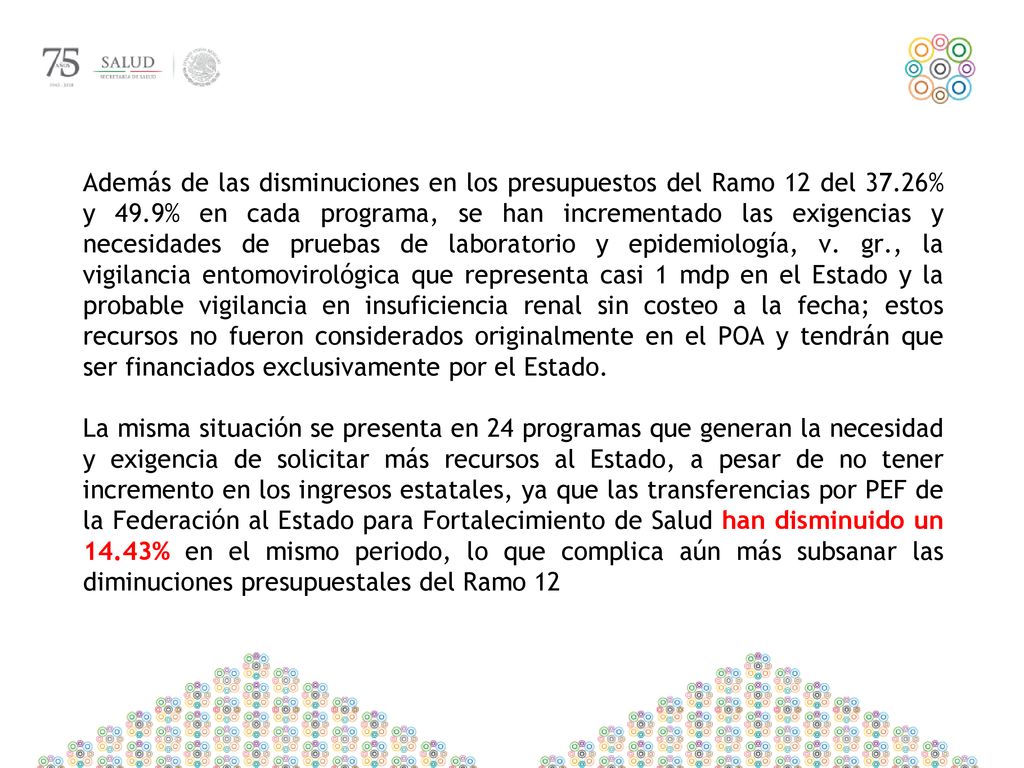 Además de las disminuciones en los presupuestos del Ramo 12 del 37