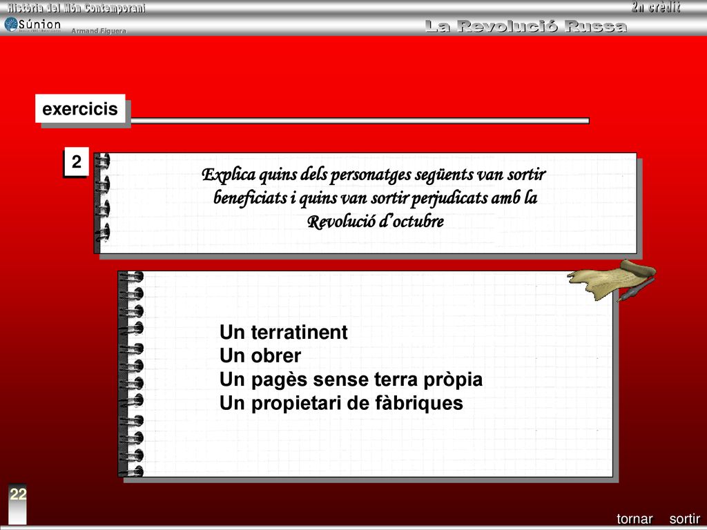 Explica quins dels personatges següents van sortir