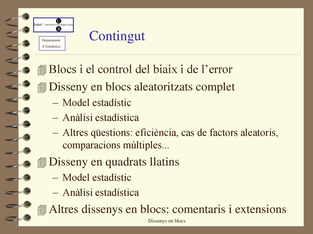 Contingut Blocs i el control del biaix i de l’error