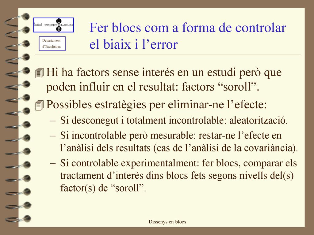 Fer blocs com a forma de controlar el biaix i l’error