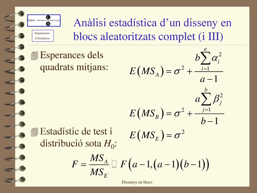 Anàlisi estadística d’un disseny en blocs aleatoritzats complet (i III)