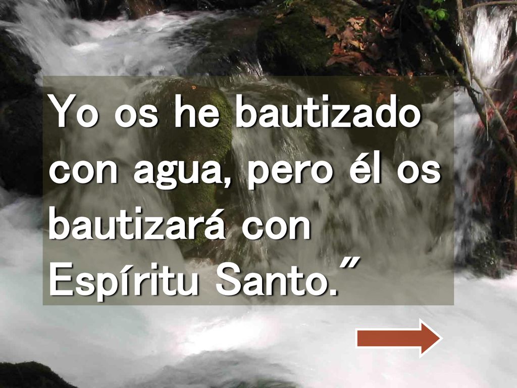 Yo os he bautizado con agua, pero él os bautizará con Espíritu Santo.