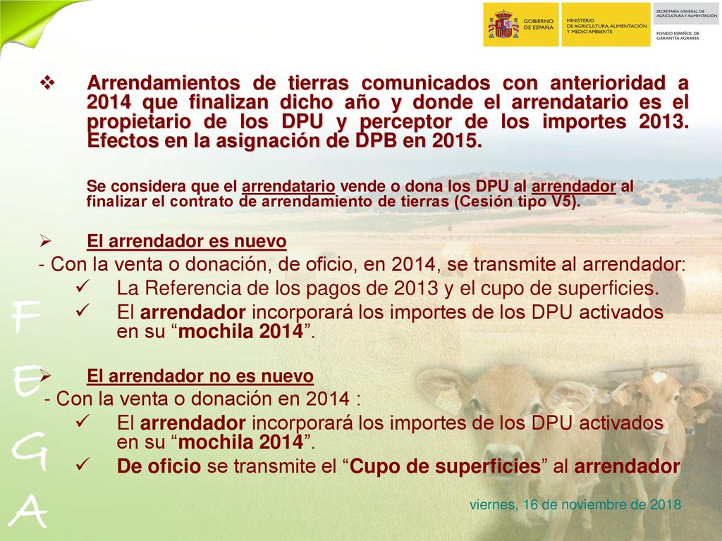 La Referencia de los pagos de 2013 y el cupo de superficies.