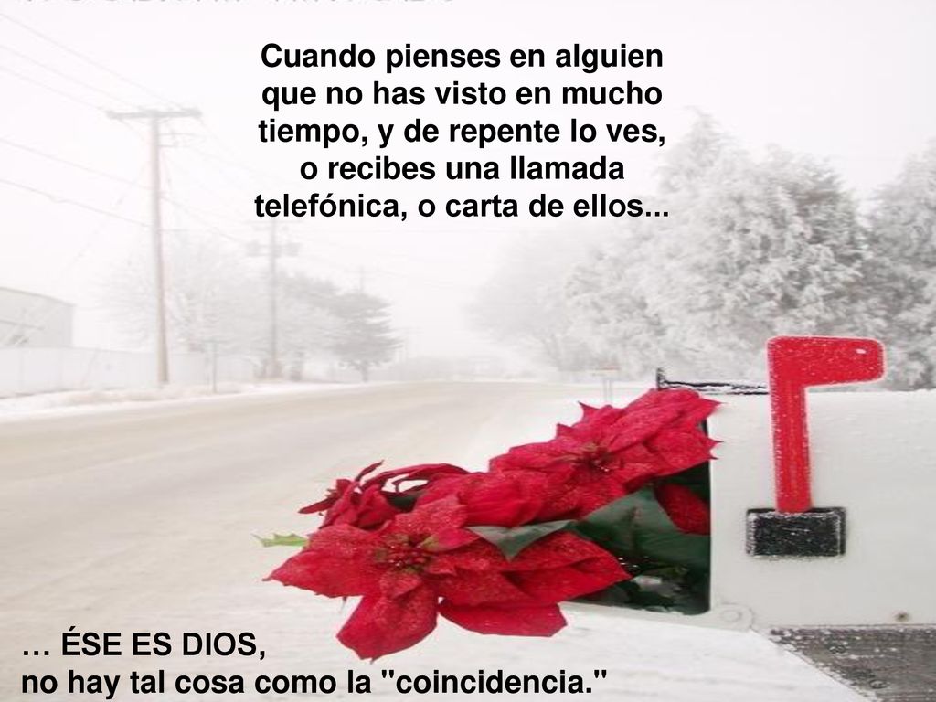 Cuando pienses en alguien que no has visto en mucho tiempo, y de repente lo ves, o recibes una llamada telefónica, o carta de ellos...