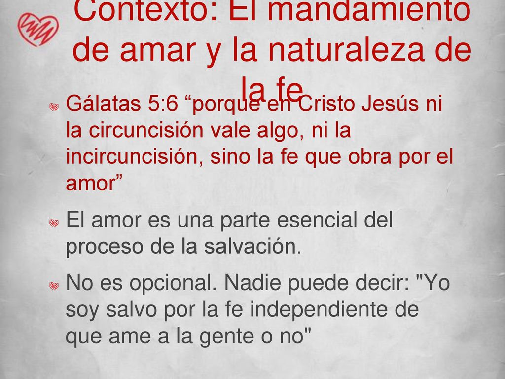 Contexto: El mandamiento de amar y la naturaleza de la fe