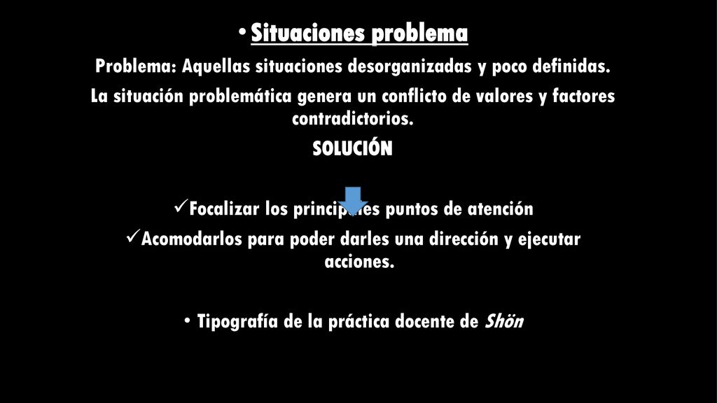 Situaciones problema Problema: Aquellas situaciones desorganizadas y poco definidas.