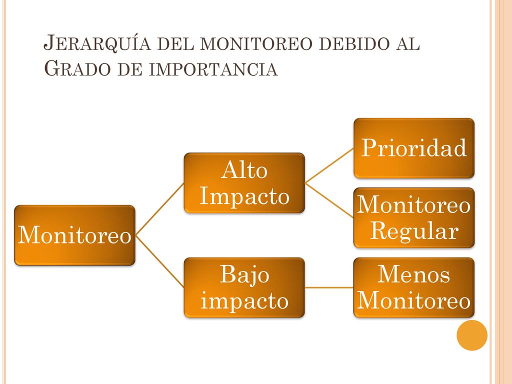 Jerarquía del monitoreo debido al Grado de importancia