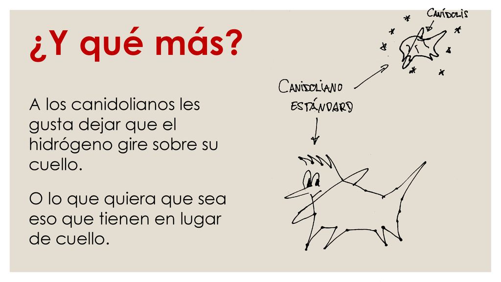 ¿Y qué más. A los canidolianos les gusta dejar que el hidrógeno gire sobre su cuello.