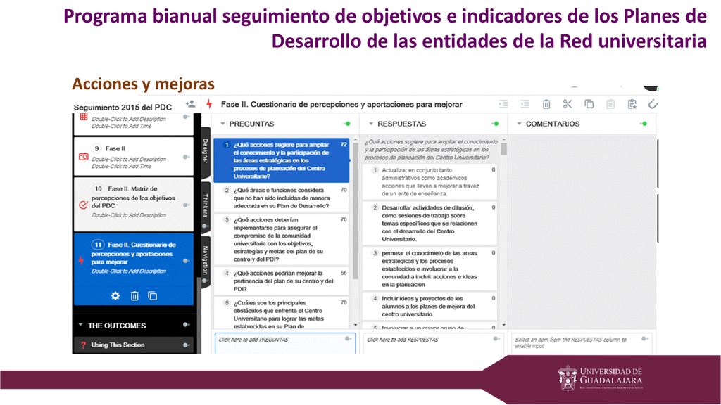 Programa bianual seguimiento de objetivos e indicadores de los Planes de Desarrollo de las entidades de la Red universitaria
