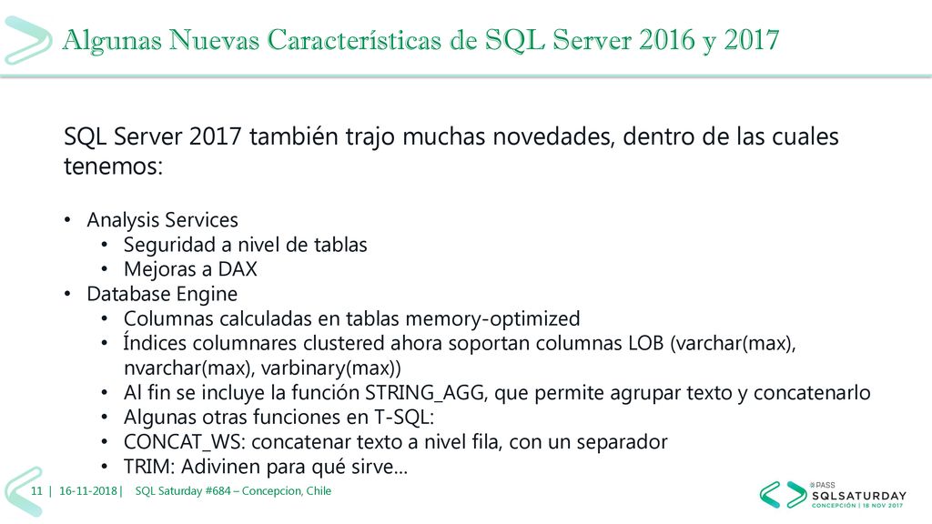 Noviembre18 2017 concepci n chile sqlsatconce ppt descargar