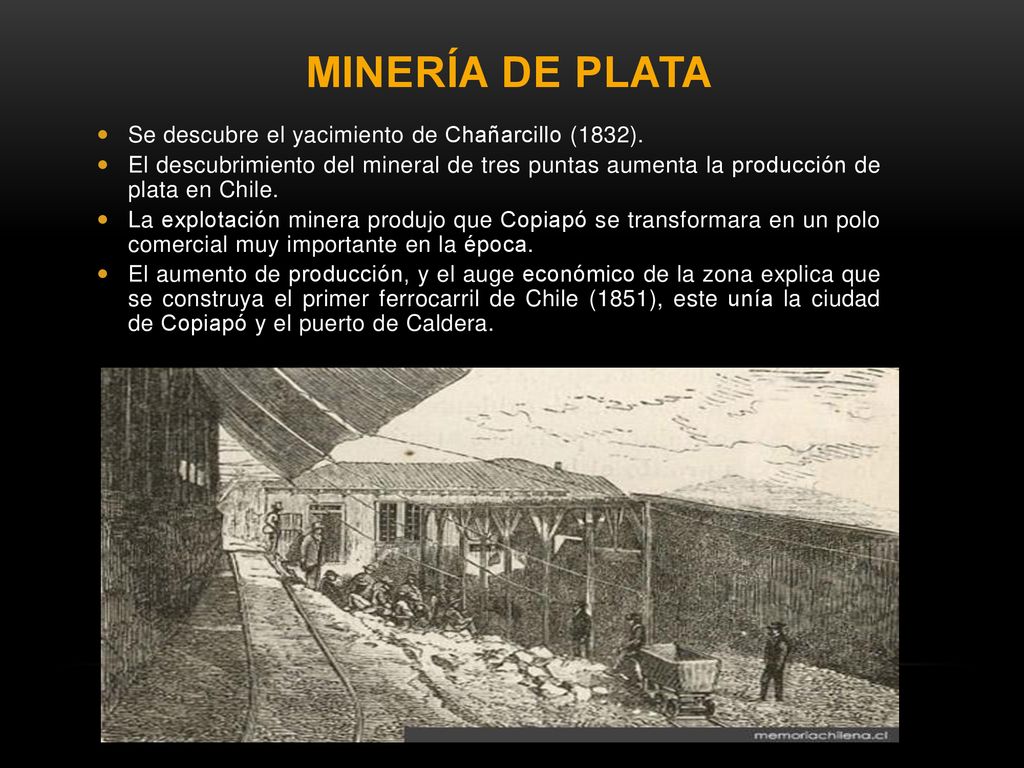 Minería de Plata Se descubre el yacimiento de Chañarcillo (1832).