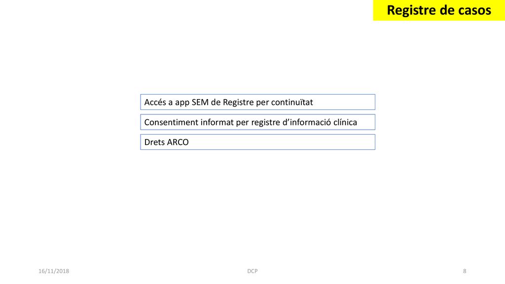 Registre de casos Accés a app SEM de Registre per continuïtat