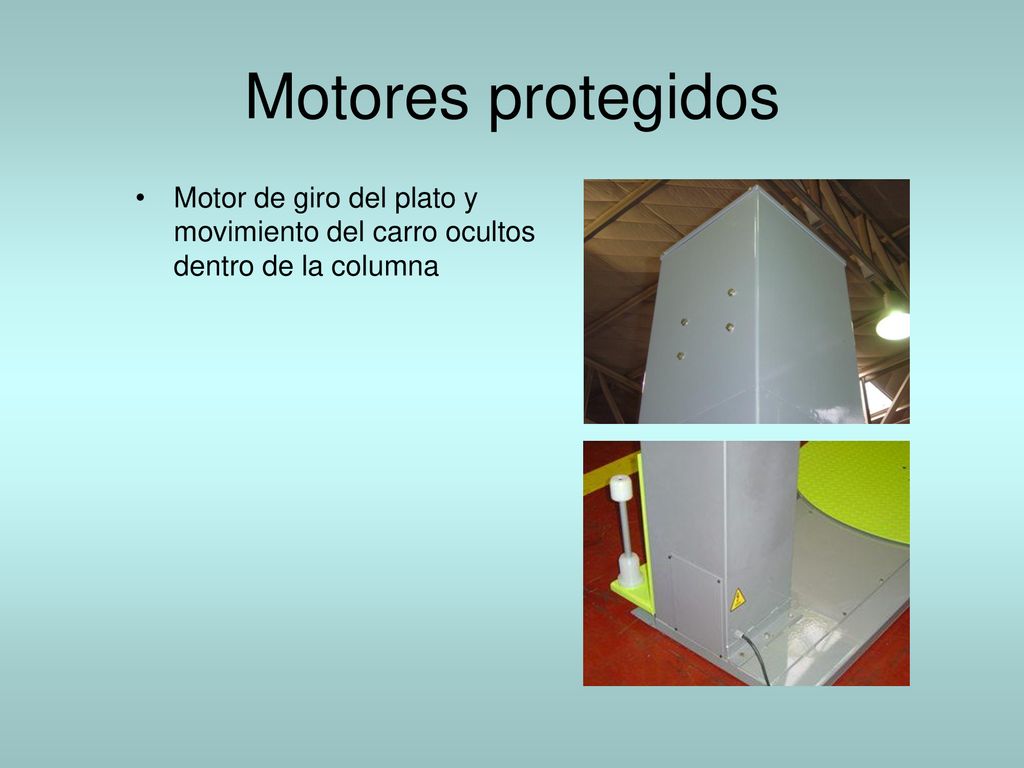 Motores protegidos Motor de giro del plato y movimiento del carro ocultos dentro de la columna