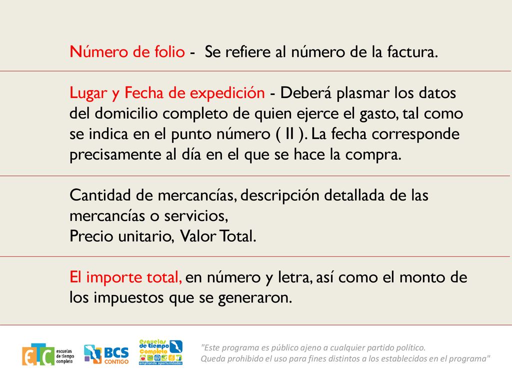 Número de folio - Se refiere al número de la factura