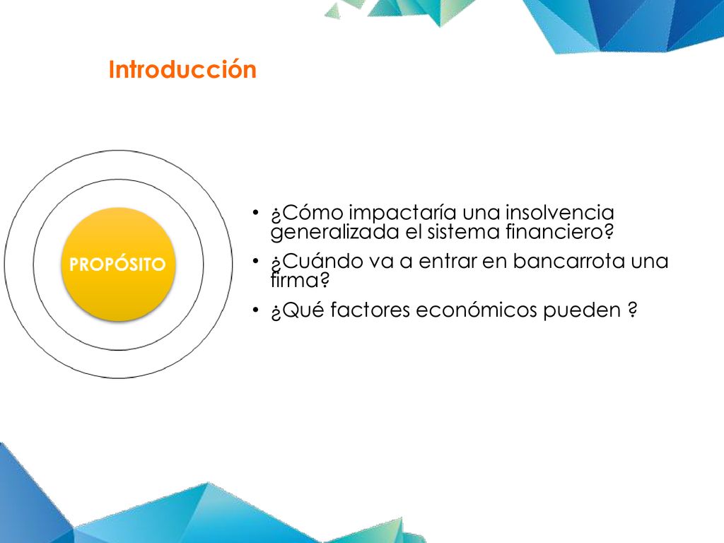 Introducción ¿Cómo impactaría una insolvencia generalizada el sistema financiero ¿Cuándo va a entrar en bancarrota una firma