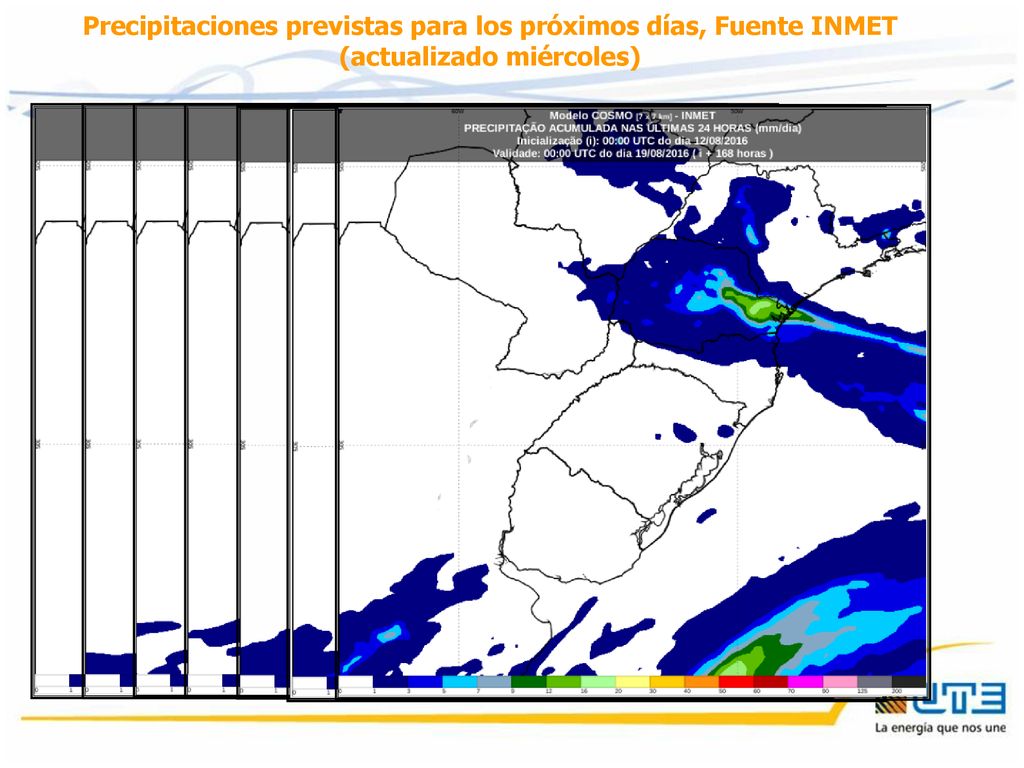 Precipitaciones previstas para los próximos días, Fuente INMET (actualizado miércoles)