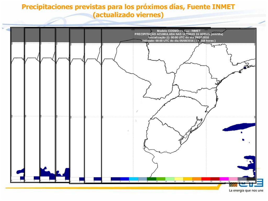 Precipitaciones previstas para los próximos días, Fuente INMET (actualizado viernes)