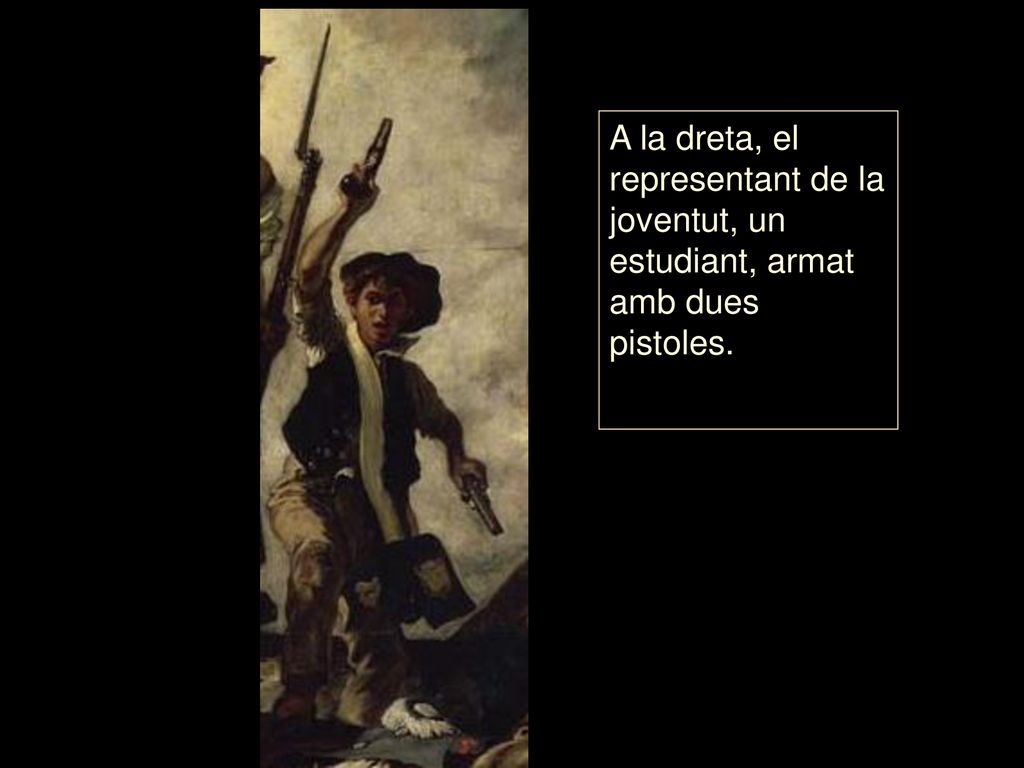 A la dreta, el representant de la joventut, un estudiant, armat amb dues pistoles.