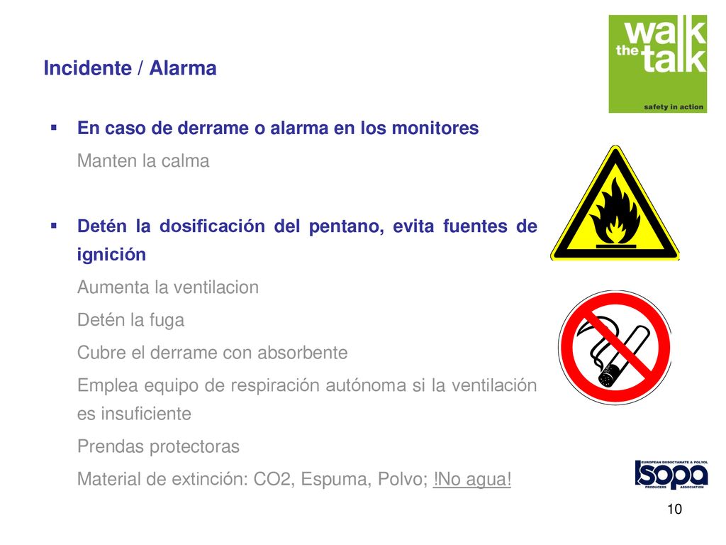 Incidente / Alarma En caso de derrame o alarma en los monitores