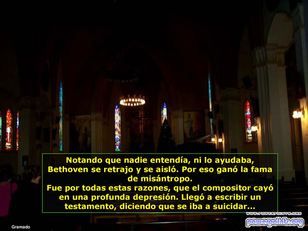 Notando que nadie entendía, ni lo ayudaba, Bethoven se retrajo y se aisló. Por eso ganó la fama de misántropo. Fue por todas estas razones, que el compositor cayó en una profunda depresión. Llegó a escribir un testamento, diciendo que se iba a suicidar...