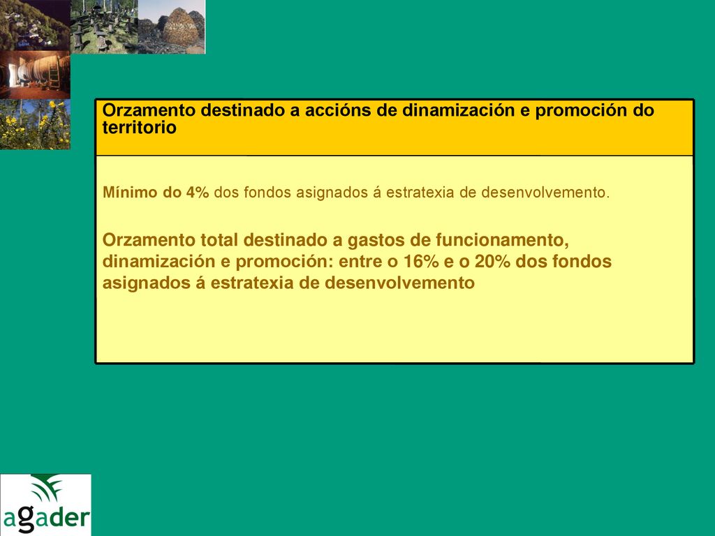 Mínimo do 4% dos fondos asignados á estratexia de desenvolvemento.