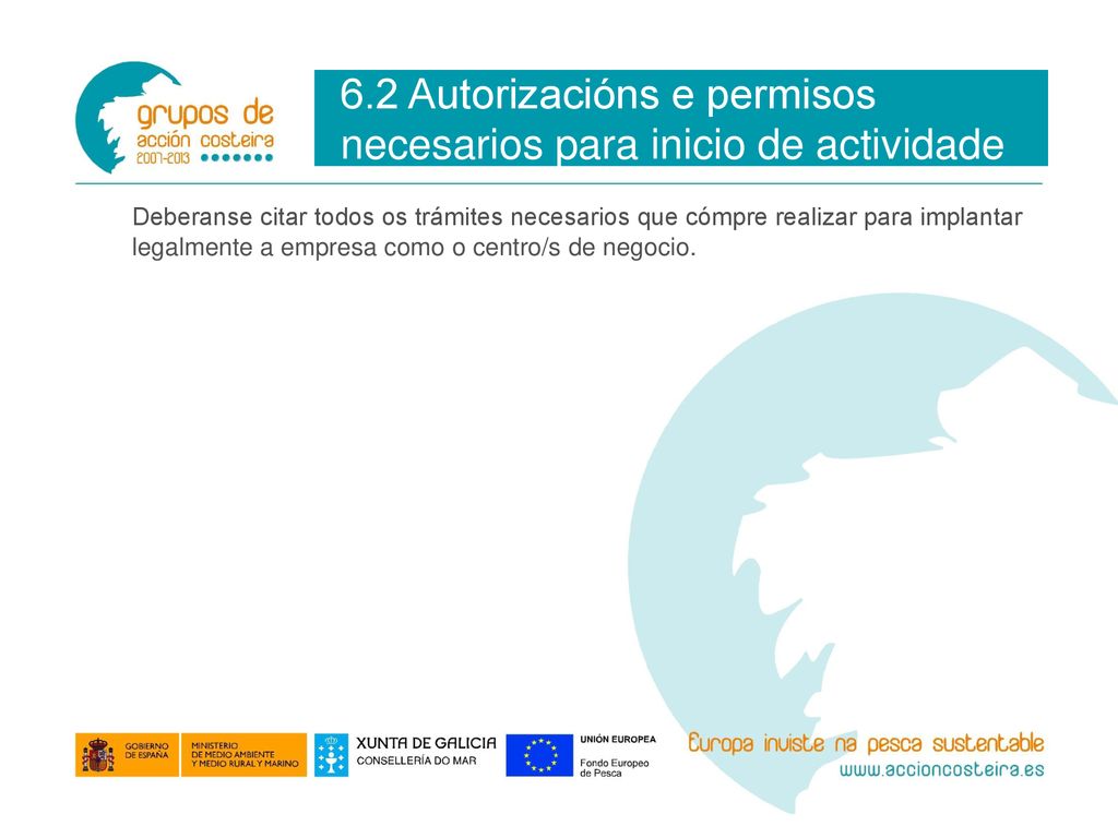 6.2 Autorizacións e permisos necesarios para inicio de actividade